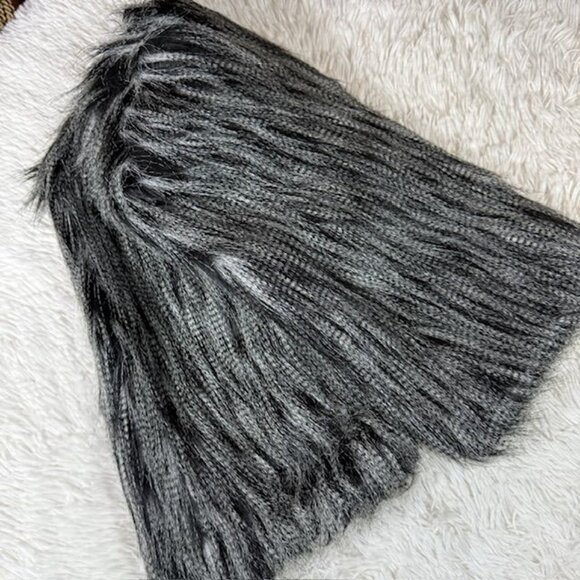 Super Soft Gray Black Mix Mongolian Faux Fur Boot Covers Leg Warmers - Picture 5 of 8